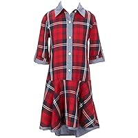Bonnie Jean Little Girls 4-6X Plaid Drop Waist High-Low Shirt Dress