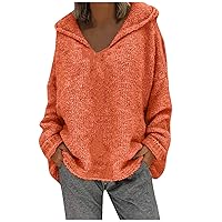SNKSDGM Women Round Neck Sweaters Long Batwing Sleeve Solid Color Casual Fall Loose Fit Fuzzy Pullover Tunic Tops