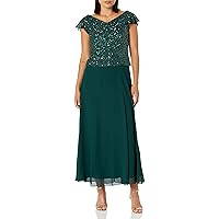 J Kara Women's Beaded Cowl Neck Flutter Sleeve Long Dress