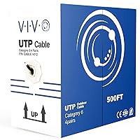 VIVO Black 500ft Bulk Cat6, CCA Ethernet Cable, 23 AWG, UTP Pull Box, Cat-6 Wire, Waterproof, Outdoor, Direct Burial CABLE-V012
