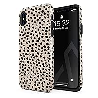 BURGA Phone Case Compatible with iPhone Xs Max - Hybrid 2-Layer Hard Shell + Silicone Protective Case -Black Polka Dots Pattern Nude Almond Latte - Scratch-Resistant Shockproof Cover