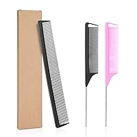 3 Packs Hair Comb, WantGor 2 Pieces Rat Tail Combs Steel Pin and 1 Piece Hair Cutting Comb for Hair Salon or Home