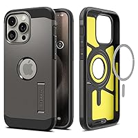 Spigen Magnetic Tough Armor MagFit Designed for iPhone 15 Pro Max Case, [Military-Grade Protection] [Kickstand] Compatible with MagSafe (2023) - Gunmetal