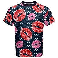 CowCow Mens Comfy T-Shirt Watercolor Lips Pattern Cotton Tee, XS-5XL