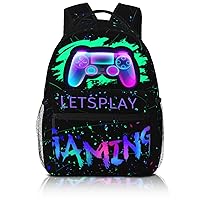 School Boys Backpack Ages 8-10 Abstract Gamepad Backpack Fire Bookbag Water Resistant Bag Travel Hiking Camping Daypack For Kids Teens Boys Girls