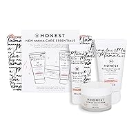 The Honest Company New Mama Care Essentials Gift Set | Hospital Bag Must Haves | Travel Size Nip Balm (0.5 oz), Glow On Body Cream (1 oz), Gotta Glow Face Wash (1.75 fl oz), Reusable Pouch