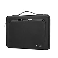 MOSISO 360 Protective Laptop Sleeve Bag Compatible with MacBook Air 13 inch M2 M1 2023-2018 / Pro 13 M2 M1 2023-2016, Surface Pro 8/7/6/X/5/4/3, 12.9 iPad Pro with 2 Same Front Pockets&Belt, Black