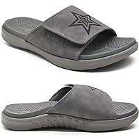 KuaiLu Mens Slides Soft Cushion Sport Sandals with Plantar Fasciitis Arch Support Adjustable Open Toe Summer Slippers Slip on Indoor Outdoor Size 7-15