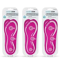 Comfort Zone Tri-Balance Gel Orthotic Insoles for Women, 3/4 Length Insoles, Sizes 6-10, 1 Pair (Pack of 3)