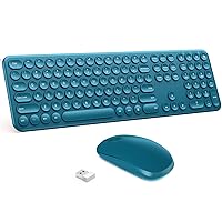 Wireless Keyboard and Mouse, Vssoplor 2.4GHz Ultra Slim Wireless Mouse Keyboard Combo with Round Keycaps for Windows, Laptop, PC, Computer (Sapphire Blue)