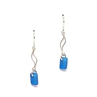 Sea Glass Journey Earrings (Cobalt) - Sterling Drop Beach Earrings for Women by EcoSeaCo, using recycled and sustainable material. Handmade in the USA