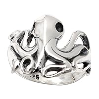 NOVICA Artisan Handmade .925 Sterling Silver Cocktail Ring Octopus Indonesia Animal Themed 'Octopus Friend'