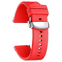 BINLUN Silicone Watch Bands Quick Release Rubber Sport Watch Straps 18mm 19mm 20mm 21mm 22mm 24mm Smartwatch Bands Replacement for Men and Women (White/Red/Black/Blue/Orange/Grey/Brown/Green)