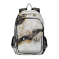 ALAZA Black & White Marble Modern Laptop Backpack Purse for Women Men Travel Bag Casual Daypack with Compartment & Multiple Pockets