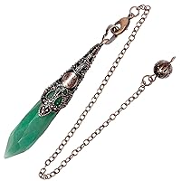 TUMBEELLUWA Healing Facet Crystal Stone Pendulum for Dowsing Divination Vintage Reiki Quartz Stone Point Pendant Necklace for Men and Women