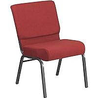 Flash Furniture HERCULES Series 21''W Stacking Church Chair in Crimson Fabric - Silver Vein Frame