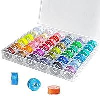 Hotusi 36Pcs Bobbins and Sewing Threads with Bobbin Case,Pre-Wound Plastic Sewing Bobbins Set, Assorted Color Thread Spools and Bobbins for Multiple Household Sewing Embroidery Machine