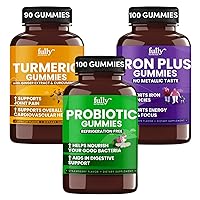 Iron + Probiotic + Turmeric Gummies Supplements Bundle of 3 for Women and Men