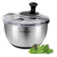 Salad Spinner Stainless Steel Large, Vegetable Washer with 4.2 Qts Bowl, Lettuce Cleaner and Dryer