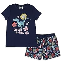 INTIMO Jurassic World Girls' Movie Film Clever Girl Flower Sleep Pajama Set Shorts