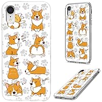 iPhone XR Case for Women Men Girl,AKORAVO Shockproof Slim Flexible Soft TPU 360 Full Protective Cover Case with Design for Pet Lover Owner iPhone XR 6.1,Cute Fun Anime Cartoon Animal Pet Dog Corgi Paw