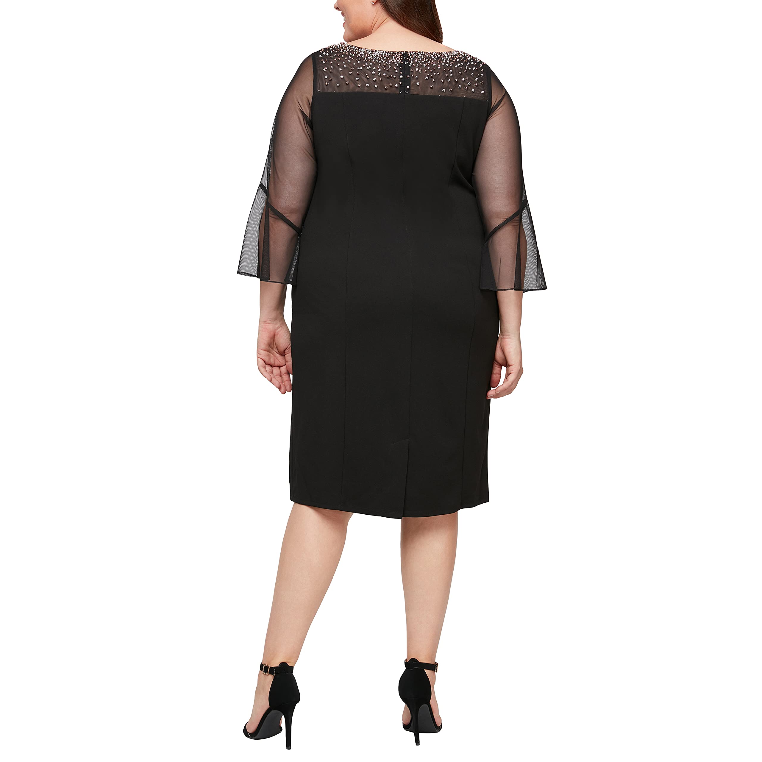 Alex Evenings Women's Plus Size Short Shift Dress with Embellished Illusion Detail