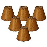 Royal Designs, Inc. Round Faux 2 Tone Leather Chandelier Basic Shade CS-970-6-6, Dark Brown, 3 x 6 x 5, Pack of 6