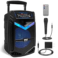 Pyle Portable Bluetooth PA Speaker System - 1200W Rechargeable Outdoor Bluetooth Speaker Portable PA System w/ 15” Subwoofer 1” Tweeter, Recording Function Mic In Party Lights USB/SD Radio PPHP1542B