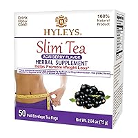 HYLEYS Slim Tea Weight Loss Herbal Supplement with Acai Berry - Cleanse and Detox - 50 Tea Bags (1 Pack)