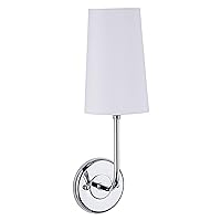 Linea di Liara Forma Chrome Wall Sconce Wall Lighting Fixture White Fabric Shade Modern Wall Sconce Up Light Wallchiere Wall Lamp for Bedroom Hallway Bathroom Wall Sconce, UL Listed