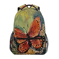 ALAZA Butterfly Painted with Oil Junior High School Bookbag Daypack Laptop Outdoor Backpack