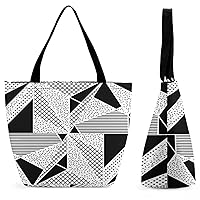 Handbag Women Triangle Shopping Tote Bag Top Handle Shoulder Bag Purse Wallet With Zipper Closure 28.5x18x32.5cm