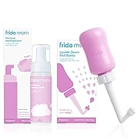 Frida Mom Upside Down Peri Bottle + Perineal Medicated Witch Hazel Healing Foam for Postpartum Care, Perineal Recovery and Cleansing After Birth