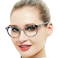 OCCI CHIARI Women Stylish Round Reading Glasses for Reader 100 125 150 175 200 225 250 275 300 350 400 500 600(Grey 3.5)