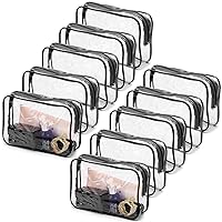 Tbestmax 10 Pcs Clear Cosmetic Bags Small Makeup Bags Portable Waterproof Travel Toiletry Bags Organizer Black, 7.5