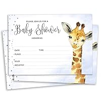 30 Fill In Style Baby Shower Invitation Cards Giraffe Jungle Animals Blank Invites