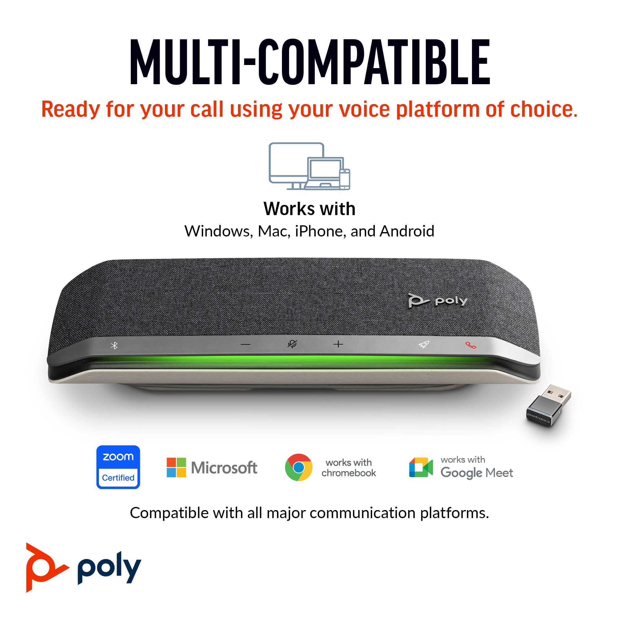 Poly Sync 40+ Smart Speakerphone (Plantronics) - Flexible Workspaces - Connect to PC/Mac via BT700 Adapter and Smartphones via Bluetooth - Works with Teams, Zoom – Amazon Exclusive