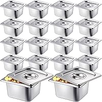 Zubebe 16 Pack Hotel Pan with Lid 4 Inch Deep Steam Table Pan 0.9 mm Thick Stainless Steel Pans Anti Steam Commercial Food Pans for Restaurant Buffet Event Catering Supplies (1/6 Size x 4 Inch Deep)