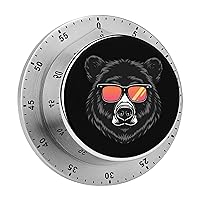 Mama Bear with Glasses 60 Minute Timer Stainless Steel Wind Up Magnetic Timer Time Management for Cooking Kitchen