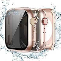 Tensea (2-in-1) for Waterproof Apple Watch Screen Protector Case Series 9 8 7 45mm, iWatch Protective PC Face Cover Built-in Privacy Tempered Glass Film [26° Anti Spy] [360° Full Protection]