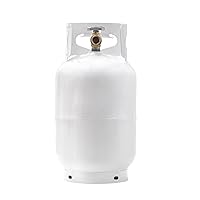 Flame King YSN10LB 10LB Steel Propane Tank Cylinder with Type 1 Overflow Protection Device Valve, for Camping, Fire Pits, Heaters, Grills, Overlanding, White