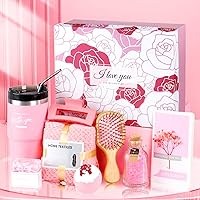 Gifts for Women Birthday Unique, Valentines Day Gifts for Her Wife Girlfriend, Mothers Day Gifts for Mom from Daughter, Spa Gift Basket Box for Women Best Friend Sister (PINK)
