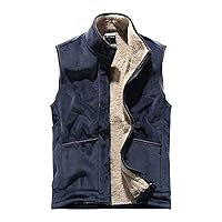 Puffy Vest For Men,Mens Vest Winter Sherpa Fleece Lined Vests Sleeveless Zip Up Warm Outdoor Travel Vest Jacket
