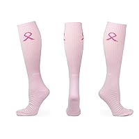 Pink Ribbon Breast Cancer Awareness Youth Football Socks - Breast Cancer Awareness Socks for Athletes