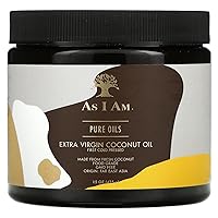 As I Am Pure Oils Extra Virgin Coconut Oil - 15 ounce - Cold Pressed - 100% Pure and Unrefined Cocos Nucifera Oil - Sourced from Fresh Coconuts Flown in from Far East Asia