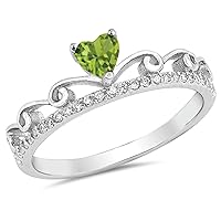 CHOOSE YOUR COLOR Sterling Silver Heart Promise Tiara Ring