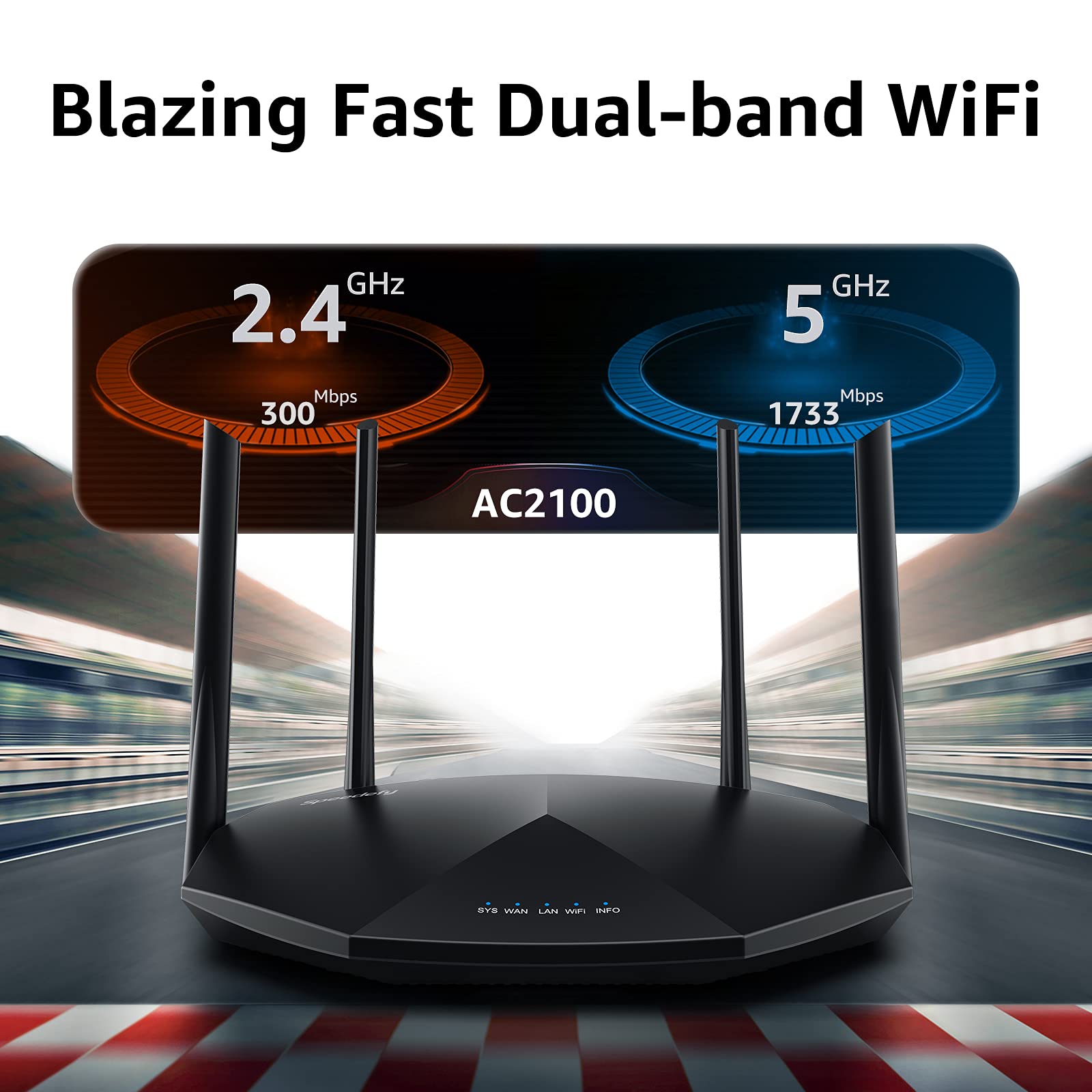Speedefy High Speed Pro WiFi Router - Dual Band AC2100 Wireless Router for Streaming & Gaming, Up to 35 Devices, 2000 sq.ft Coverage, 4X4 MU-MIMO, USB Port, Parental Control (Model: K8)
