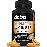 Turmeric Curcumin with BioPerine & Ginger Supplement - Joint Support Supplements & 1950mg Organic Tumeric and Curcumin BioPerine Black Pepper Extract Pills - Turmeric and Ginger Supplement 60 Capsules