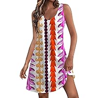 Dresses for Women 2024 Beach Vacation Summer Casual Solid Color Boho T-Shirts Sundress V Neck Tank Dress with Pockets