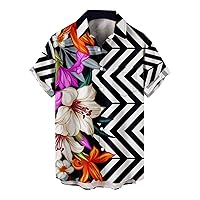Men's Short Sleeve Button Down Casual Lapel Beach Holiday Wear Fashion Shirt Hawaiian Short-Sleeved for, M-4XL